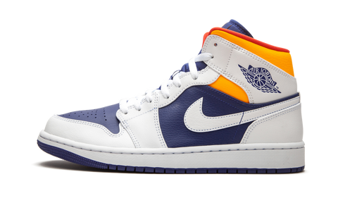Jordan 1 Mid White Laser Orange Deep Royal Blue